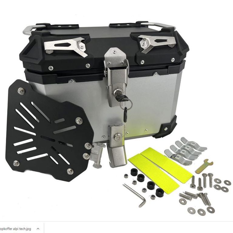 Topkoffer ALPI-TECH 35L zilver met universele bevestigingsplaat