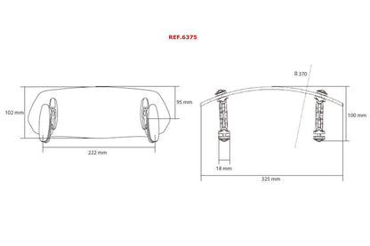 Opzetruit licht getint model Clip-On Puig (klemmen) 325x102mm