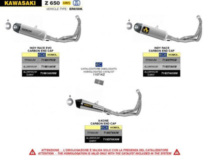 ARROW DARK ALUMINUM INDY RACE FULL SYSTEM KAWASAKI Z 650 / NINJA 650 2021-2023