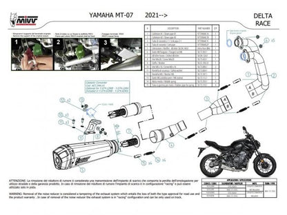 COMPLETE EXHAUST 2x1 MIVV DELTA RACE BLACK STEEL CARBON YAMAHA MT-07 / FZ-07 2021-2024